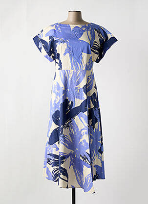 Rochie midi imprimeu floral mâneci scurte albastru LIVIANA CONTI femeie