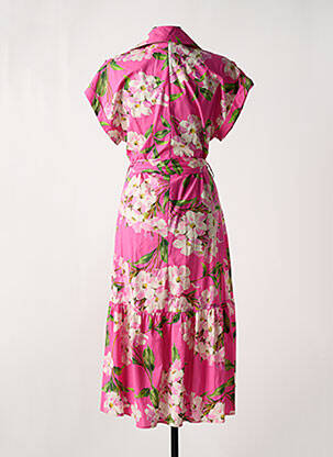 Rochie midi imprimeu floral mâneci scurte roz SHIRTAPORTER femeie
