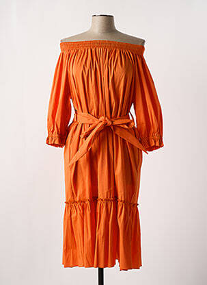 Rochie midi mâneci lungi mâneci lungi portocalie D.EXTERIOR femeie