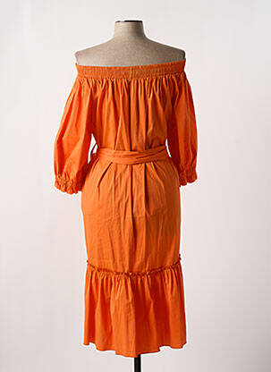 Rochie midi mâneci lungi mâneci lungi portocalie D.EXTERIOR femeie