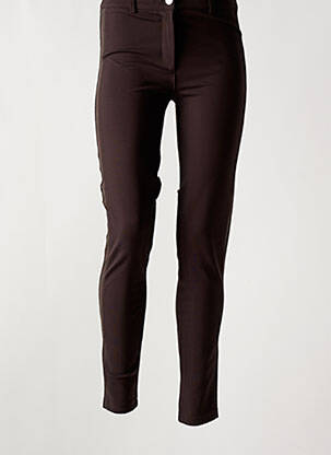 Pantalon slim țesătură poplin mărime normală maro ABSOLU femeie