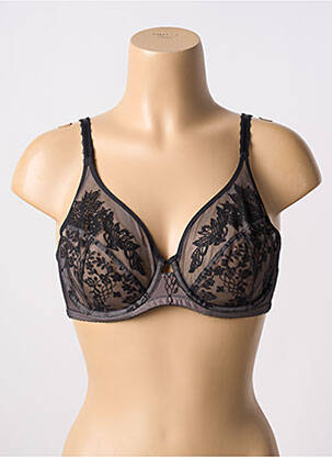 Sutien efect material satinat sutien cupe întregi cu decolteu înalt negru WACOAL femme