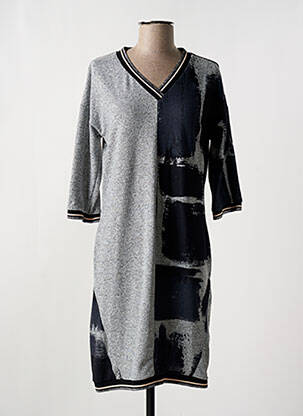 Rochie pulover guler în v mâneci 3/4 gri FRED SABATIER femeie