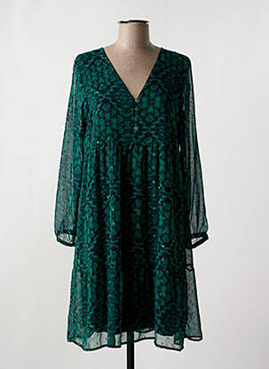 Rochie midi imprimeu fantezie mâneci lungi verde LA FEE MARABOUTEE femeie