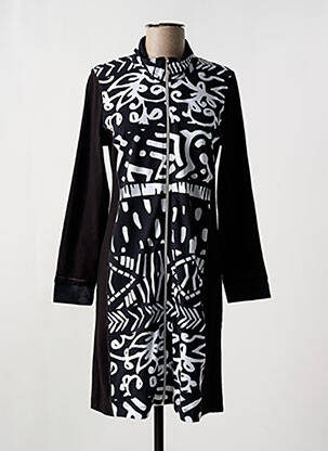 Rochie midi imprimeu fantezie mâneci lungi negru DOLCEZZA femeie