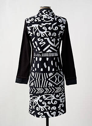 Rochie midi imprimeu fantezie mâneci lungi negru DOLCEZZA femeie