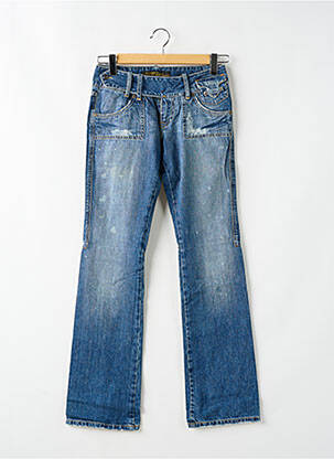 Blugi bootcut efect uzat decolorat talie joasă albastru RWD femeie