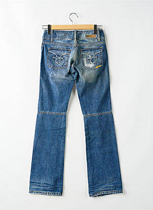Blugi bootcut efect uzat decolorat talie joasă albastru RWD femeie