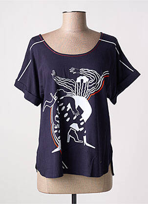 Tricou imprimeu fantezie mâneci scurte albastru AGATHE & LOUISE femeie