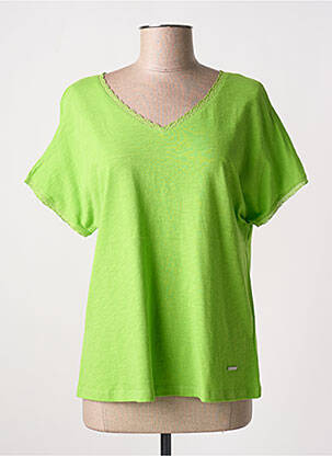 Tricou guler în v mâneci scurte verde AGATHE & LOUISE femeie