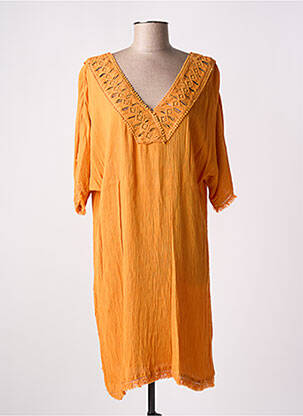 Rochie midi mâneci 3/4 mâneci 3/4 portocalie L'ATELIER D'ANNA femeie