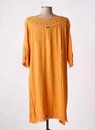 Rochie midi mâneci 3/4 mâneci 3/4 portocalie L'ATELIER D'ANNA femeie