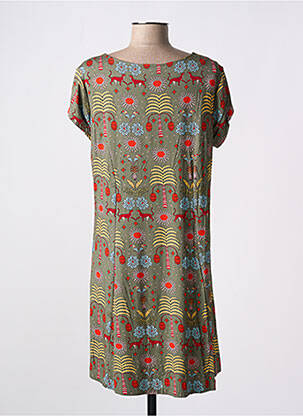 Rochie midi croială fluidă mâneci scurte verde AGATHE & LOUISE femeie