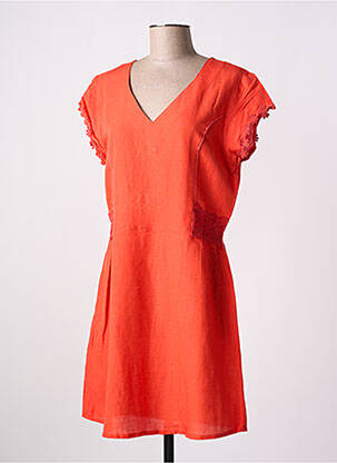 Rochie midi mâneci scurte mâneci scurte portocalie AGATHE & LOUISE femeie