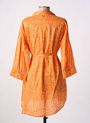Rochie midi imprimeu fantezie mâneci lungi portocalie AGATHE & LOUISE femeie