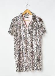 Rochie scurtă mâneci scurte mâneci scurte argintiu ZARA femme