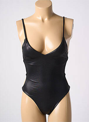 Costum de baie dintr-o singură piesă efect material satinat top triunghiuri negru MISS OUT OF OFFICE femeie