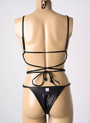 Costum de baie dintr-o singură piesă efect material satinat top triunghiuri negru MISS OUT OF OFFICE femeie