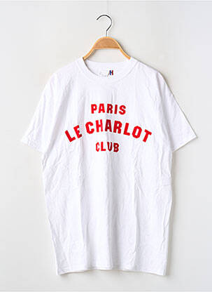 Tricou serigrafie flockată mâneci scurte alb LE BOUCLARD femeie