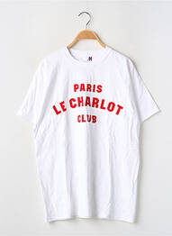 Tricou serigrafie flockată mâneci scurte alb LE BOUCLARD femeie