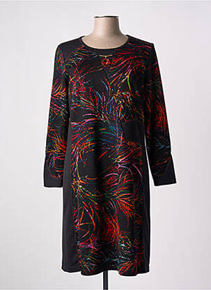 Rochie midi imprimeu fantezie mâneci lungi negru FRANCE RIVOIRE femeie