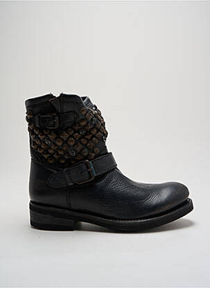 Botine/ghete țesătură satinată toc de 4 la 6 cm negru ASH femeie