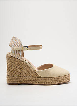 Espadrile vârf rotund toc de 7 la 9 cm bej MOOW femeie