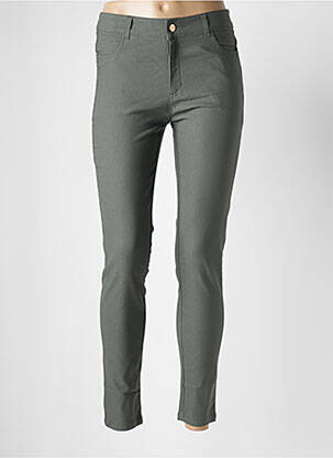 Pantalon slim țesătură poplin mărime normală verde CHERRY BERRY femeie