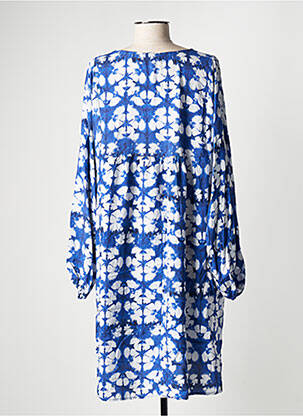 Rochie midi imprimeu floral mâneci 3/4 albastru C'MELODIE femeie