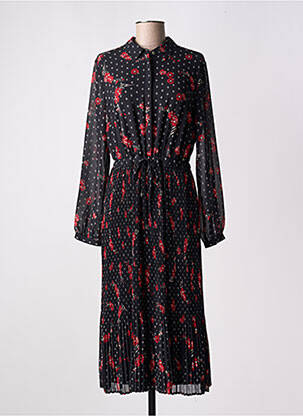Rochie midi imprimeu floral mâneci lungi negru S.OLIVER femeie
