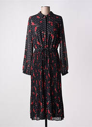 Rochie midi imprimeu floral mâneci lungi negru S.OLIVER femme