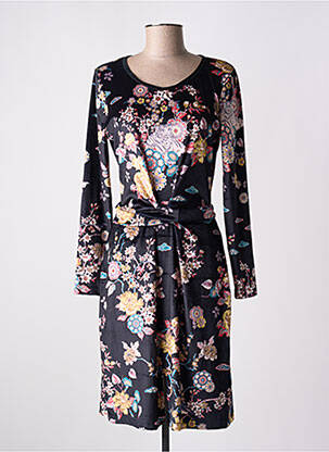 Rochie midi imprimeu floral mâneci lungi negru LA FIANCEE DU MEKONG femeie