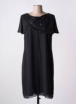 Rochie midi croială fluidă mâneci scurte negru CHRISTINE LAURE femeie