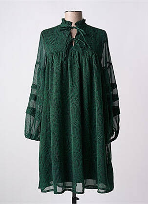 Rochie scurtă croială fluidă mâneci lungi verde B.YOUNG femeie