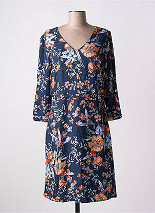 Rochie midi imprimeu floral mâneci 3/4 albastru JULIE GUERLANDE femeie
