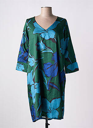 Rochie midi imprimeu floral mâneci 3/4 albastru POISSONS BLANCS femeie