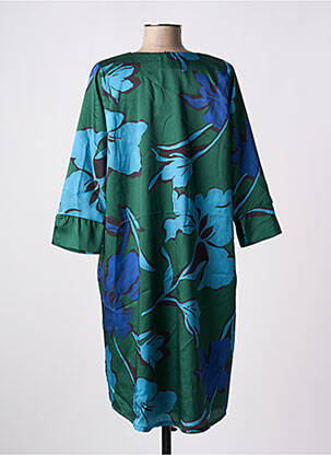 Rochie midi imprimeu floral mâneci 3/4 albastru POISSONS BLANCS femeie