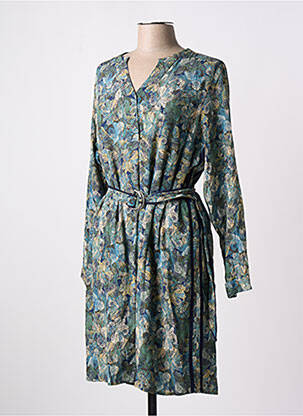 Rochie midi imprimeu floral mâneci lungi albastru JULIE GUERLANDE femeie