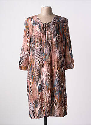 Rochie midi mâneci 3/4 mâneci 3/4 maro JULIE GUERLANDE femeie