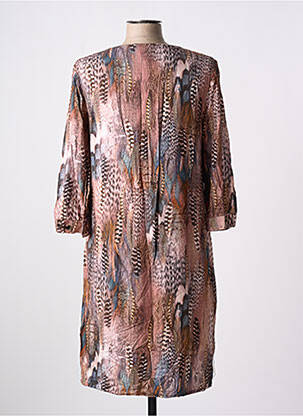 Rochie midi mâneci 3/4 mâneci 3/4 maro JULIE GUERLANDE femeie
