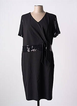 Rochie midi țesătură crep mâneci scurte negru CHRISTINE LAURE femeie