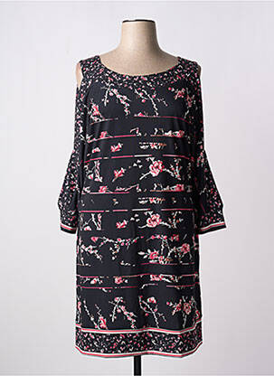 Rochie midi imprimeu floral mâneci lungi negru CHRISTINE LAURE femeie