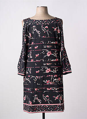 Rochie midi imprimeu floral mâneci lungi negru CHRISTINE LAURE femeie