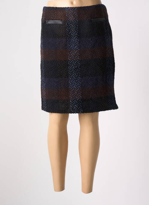 Fustă midi talie cu cleme albastru CHRISTINE LAURE femme