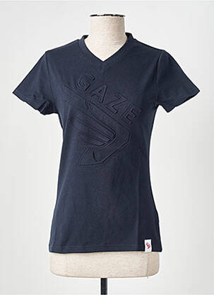 Tricou guler în v mâneci scurte albastru GAZE femeie
