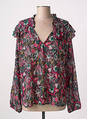 Bluză imprimeu floral mâneci lungi negru IKKS femme