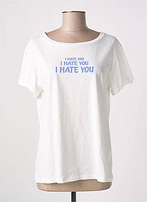 Tricou croială dreaptă mâneci scurte alb HUMILITY femeie