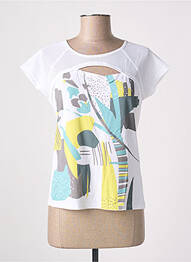 Top țesătură jersey mâneci scurte alb MIA SOANA femme