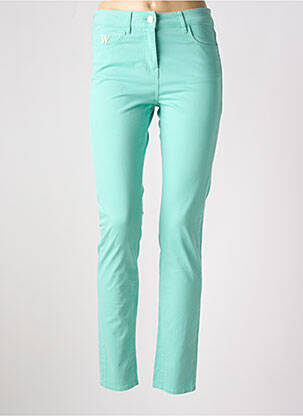 Pantalon slim țesătură poplin talie înaltă verde WEILL femeie