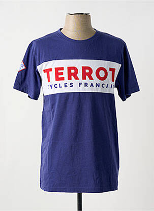Tricou croială dreaptă mâneci scurte albastru TERROT bărbat
